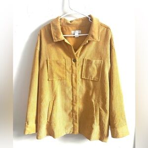 Christopher &Bank Button Up Mustard XL Corduroy Wide-Wale Shacket Rugged Outdoor